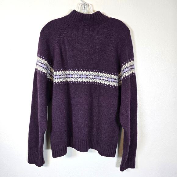 Woolrich Sweater Women's XL Amethyst Wool Fair Isle 1/4 Zip Nordic Outdoors VTG - Picture 2 of 8